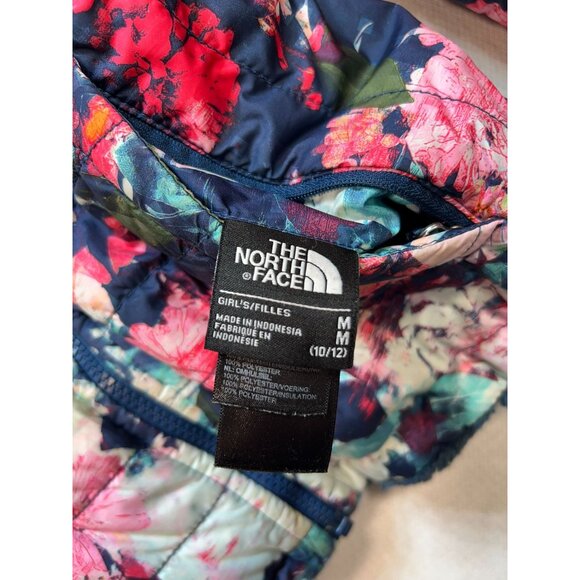 The North Face Girls Mossbud Reversible Puffer Long Sleeve Size M Multi Floral - Picture 5 of 16